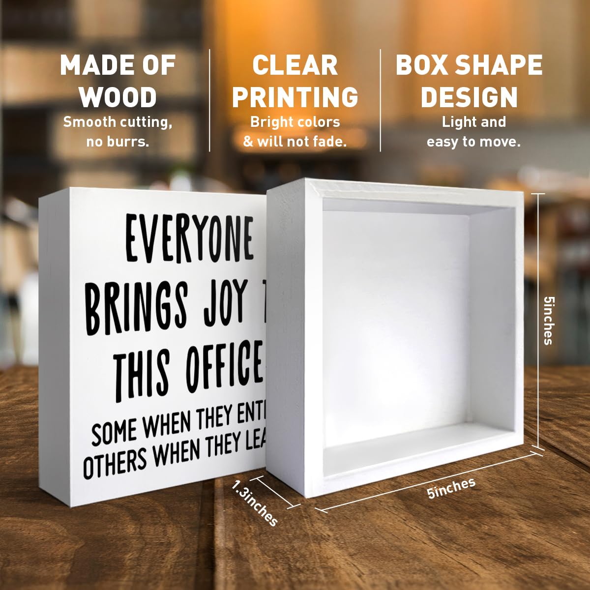Funny Office Desk Decor Wooden Sign, Funny Office Decoration for Work Women Men, Gifts for Coworker Colleague Boss, Everyone Bring Joys to This Office