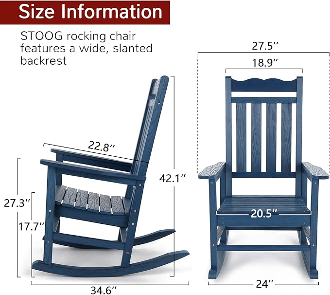 Stoog All-Weather Outdoor Rocking Chair, Porch Rocker