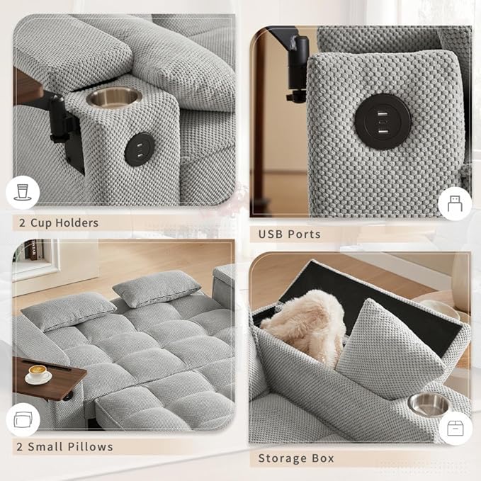 Auvsoce 65'' Convertible Sleeper Sofa Bed