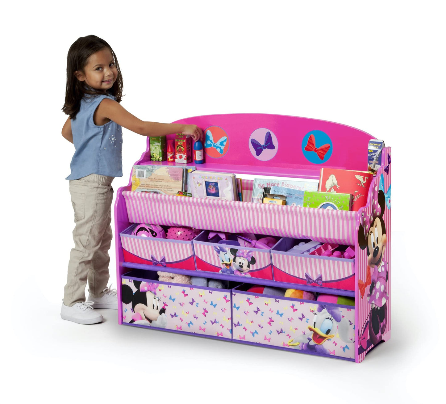 Delta Children Deluxe Book & Toy Organizer, Disney Minnie Mouse