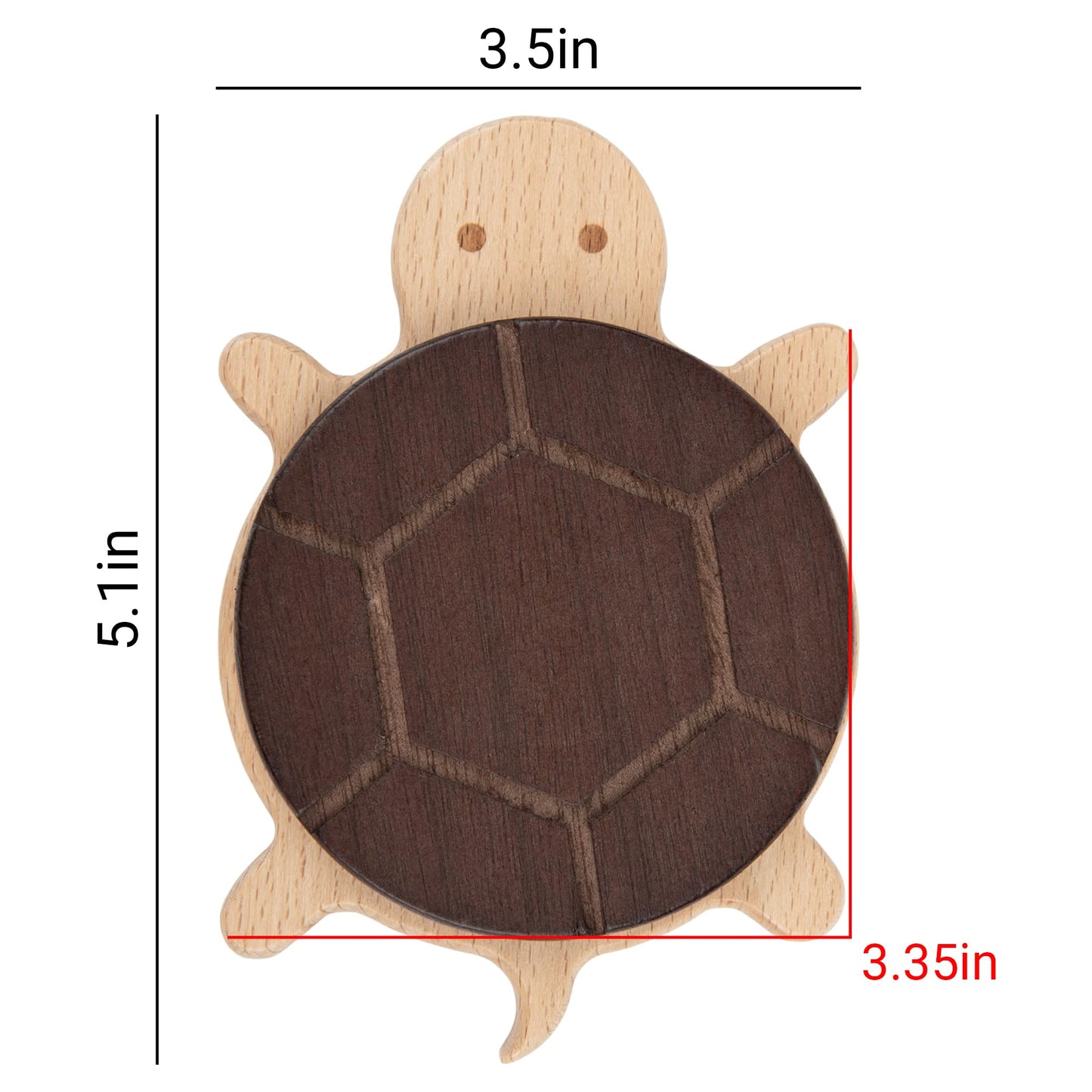 Umbrotiger Spinning Turtle Coaster - Magnetic Detachable Shell 3.5"x5" Wooden Drink Coaster for Home Office & Bedside Table