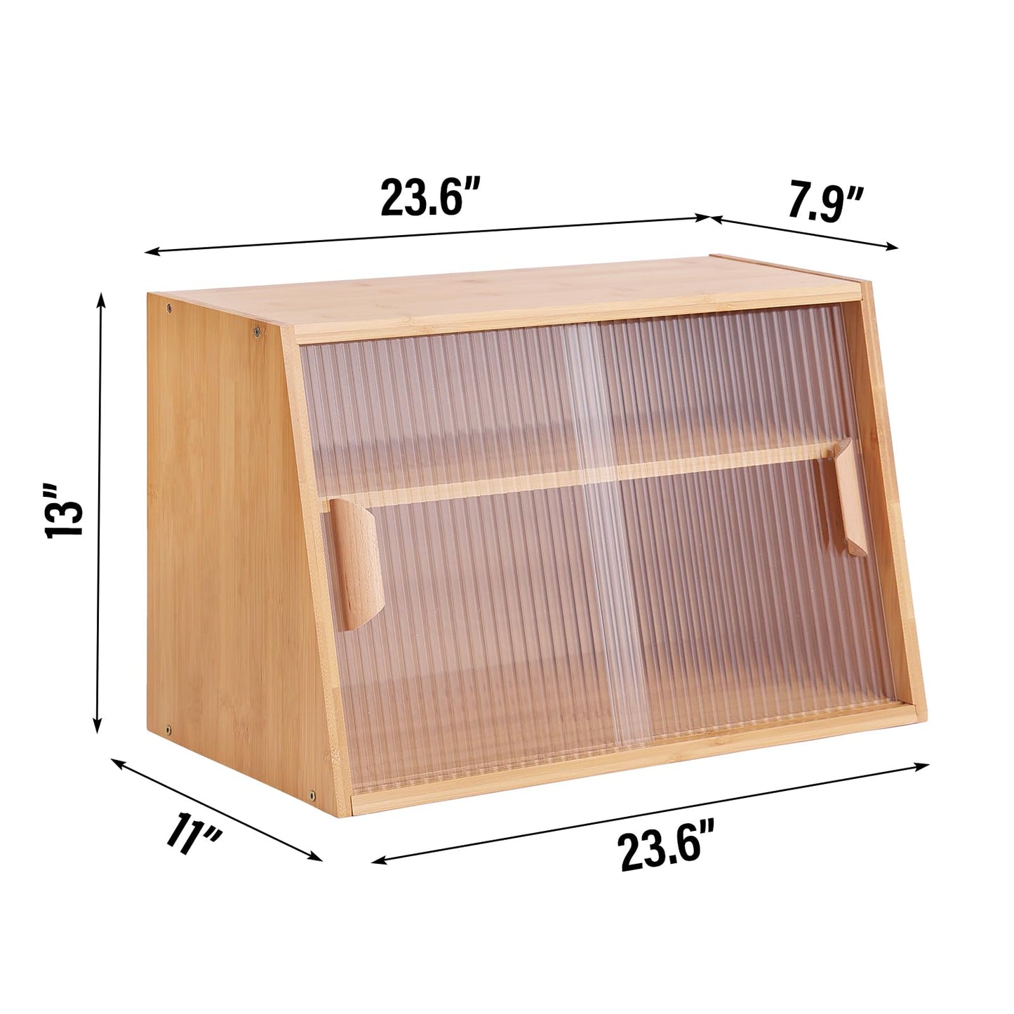 Tiita Small Kitchen Pantry Cabinet, Bamboo Sideboard with Glass Doors, Cupboard Food Pantry Cabinet for Kitchen, Living Room and Dinning Bedroom