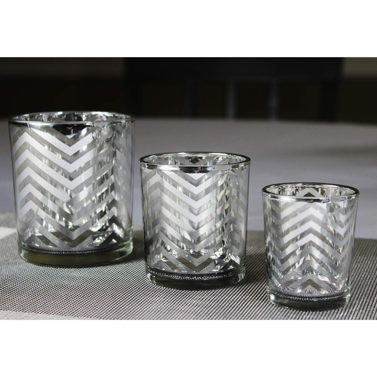 Seraphic Glass Votive Tealight Candle Holders in Bulk for Table Centerpiece Wedding Decor, Silver, 2.75" Tall, Set of 12