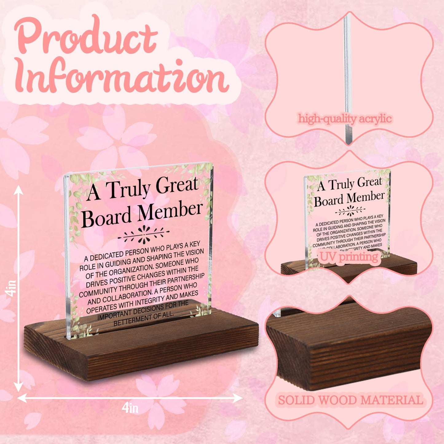 A Truly Great Board Member Tribute Plaque, Appreciation Gift for Board Member, Recognition Keepsake for Leader, Minimalist Acrylic Keepsake with Wooden Stand, HSJ134