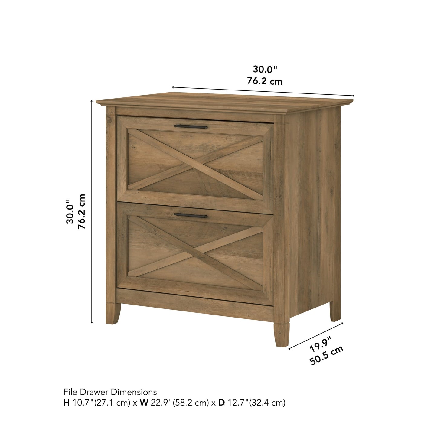 Bush Home Key West 2 Drawer Lateral File Cabinet in Reclaimed Pine, Document Storage for Home Office, Accent Chest with Drawers