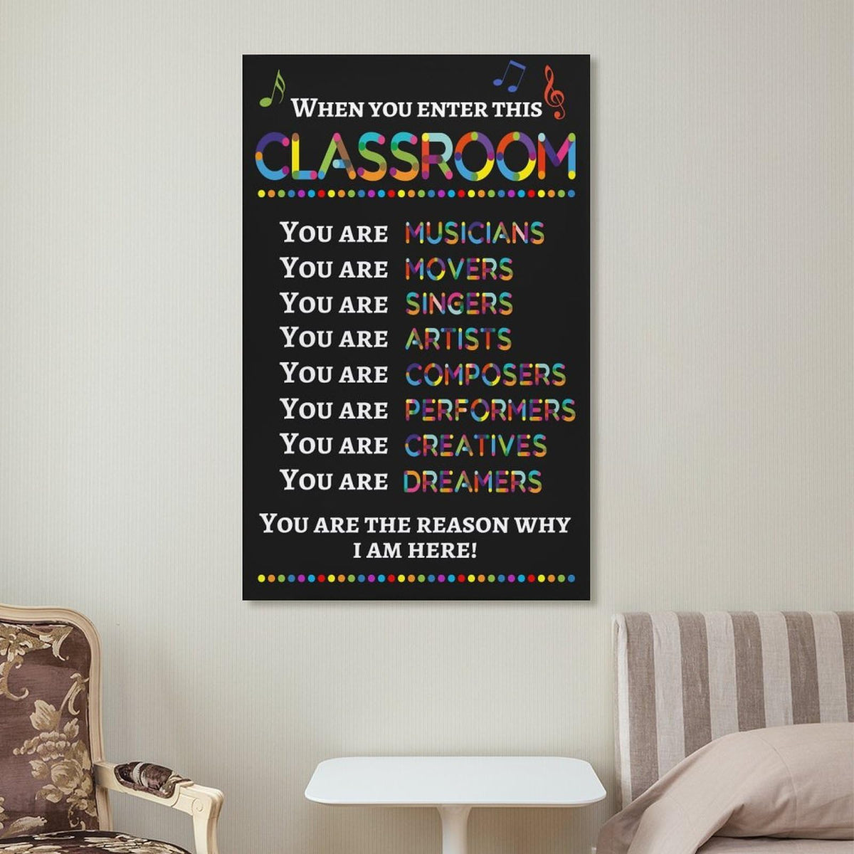 LINWDSB Teacher Wall Art Decor Poster Signs,Music Room, When You Enter This Classroom You Are Musicians Unframed, Music Classroom Supplies Unframe style-9 16x24inch(40x60cm)
