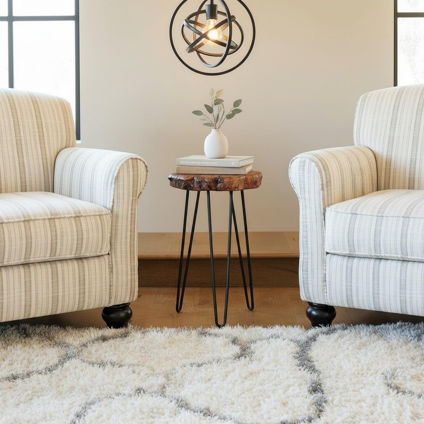 WELLAND Rustic Date Tree End Table Live Edge Side Table 18" W x 15" D x 21" H Accent Table Plant Stand for Living Room Bedroom Home Office Patio (Unique Date Plus)