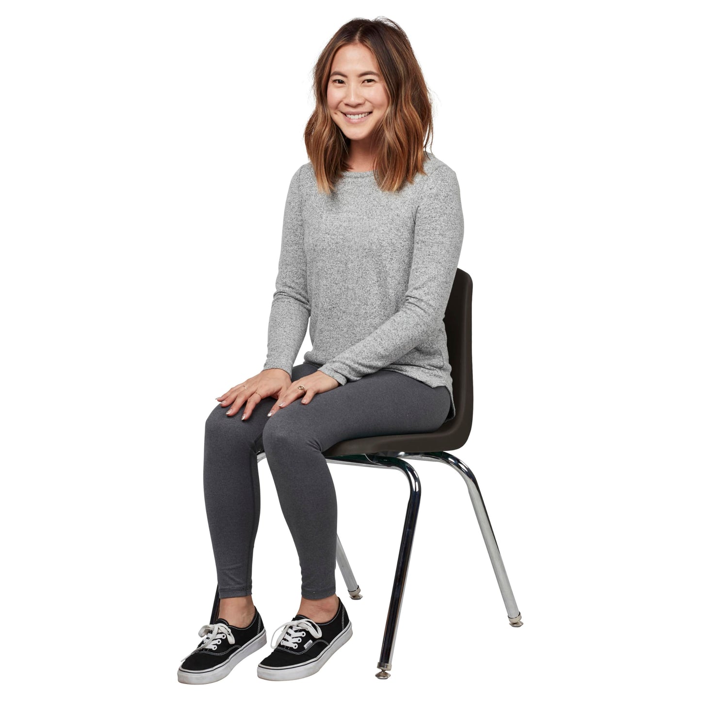 FDP 18" School Stack Chair, Stacking Student Seat with Chromed Steel Legs and Nylon Swivel Glides For In-Home Learning, Classroom or Office - Black (4-Pack), 10384-BK