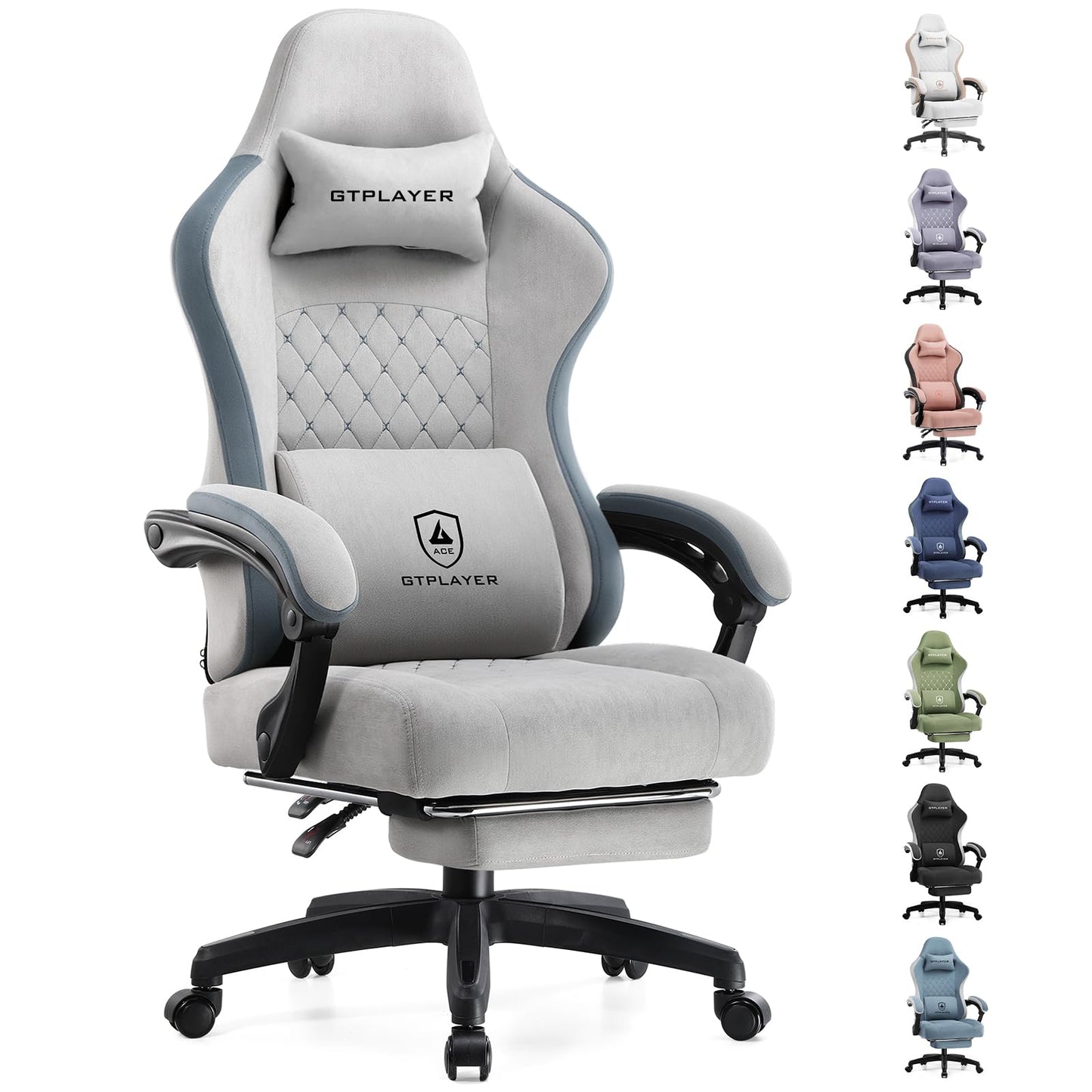 GTPLAYER Gaming Chair, Computer Office Chair with Pocket Spring Cushion, Linkage Armrests and Footrest, High Back Ergonomic Computer Chair with Lumbar Support Task Chair with Footrest