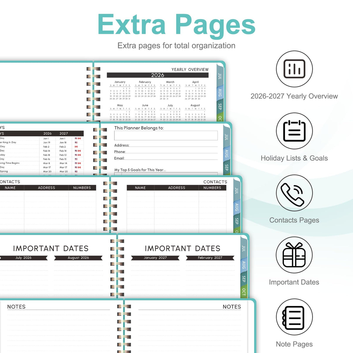 Planner 2026-2027, Weekly and Monthly Academic Planner, July 2026 - June 2027, Hardcover Calendar Agenda Book for School Year Planning, School Supplies for Teacher and Student, Letter Size(8.5'' x 11'')