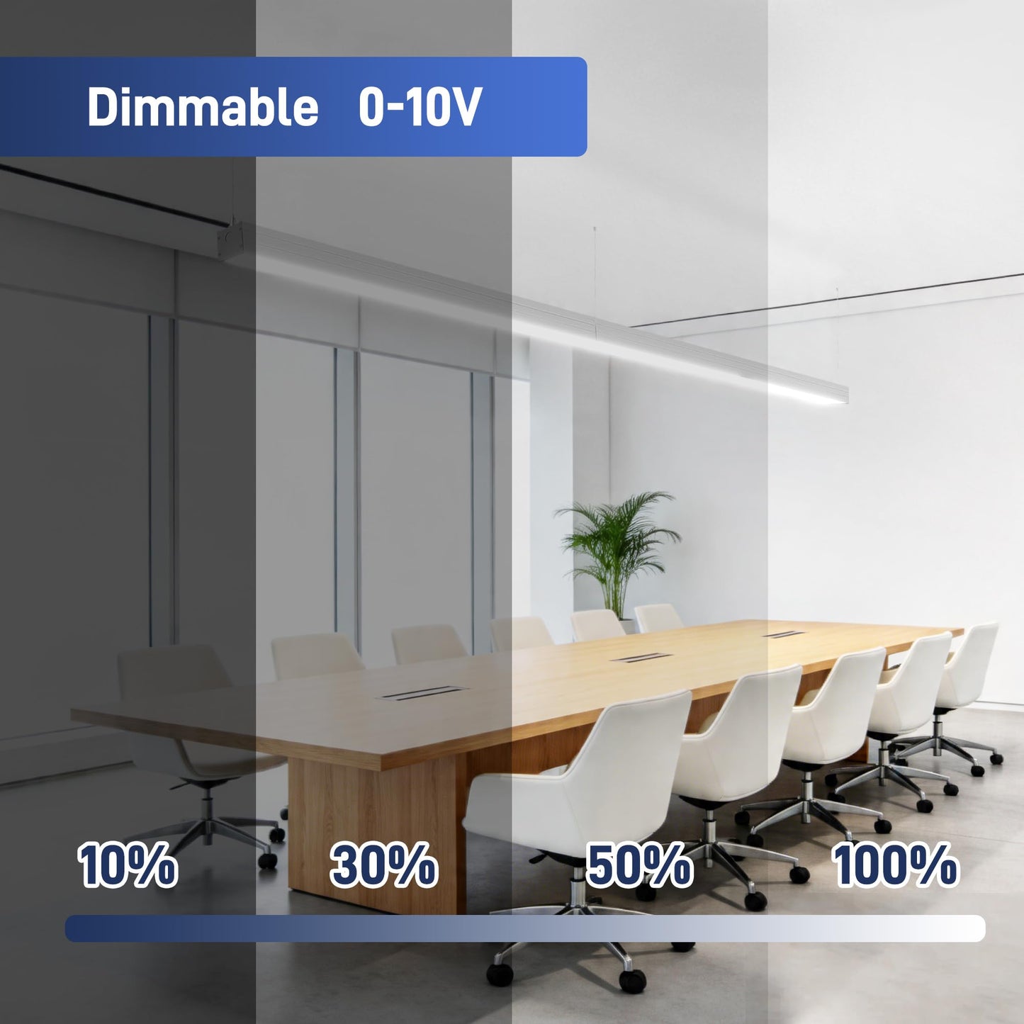 Hykolity 4FT LED Architectural Suspended Linear Channel Light Linkable, 23/32/40W 3000K/4000K/5000K CCT Selectable, Dimmable Office Lighting Fixture for Commercial Places, 4600lm, ETL, 4 Pack - Silver