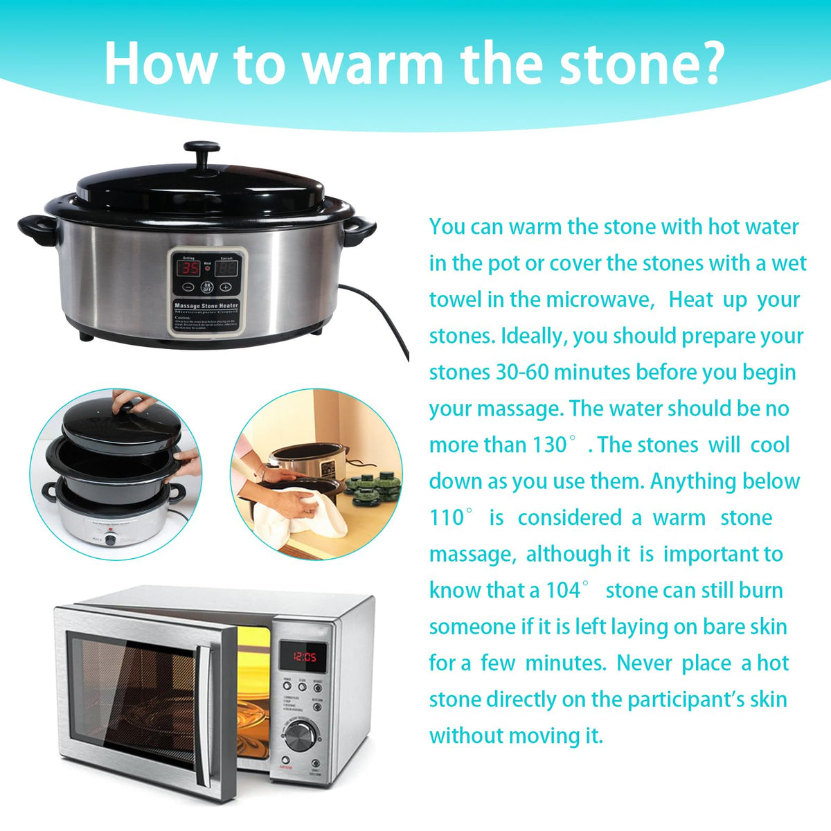 Windfulogo 16Pcs Large Hot Massage Stones Set Natural Green Jade Heated Warmer Stone for Spa Massage 776834