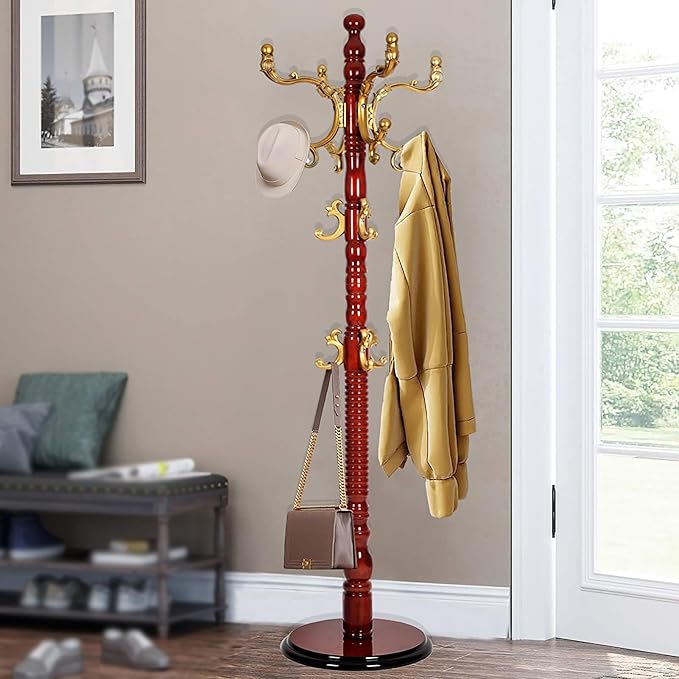 73" Wooden Coat Rack Stand, Coat Racks Freestanding