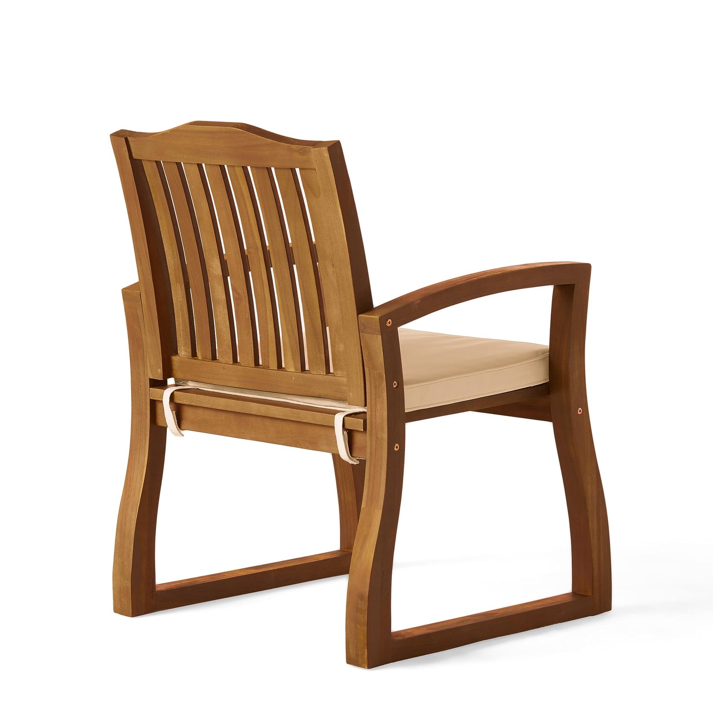 Christopher Knight Home Della Acacia Wood Outdor Dining Chairs, 2-Pcs Set, Teak Finish With Rustic Metal