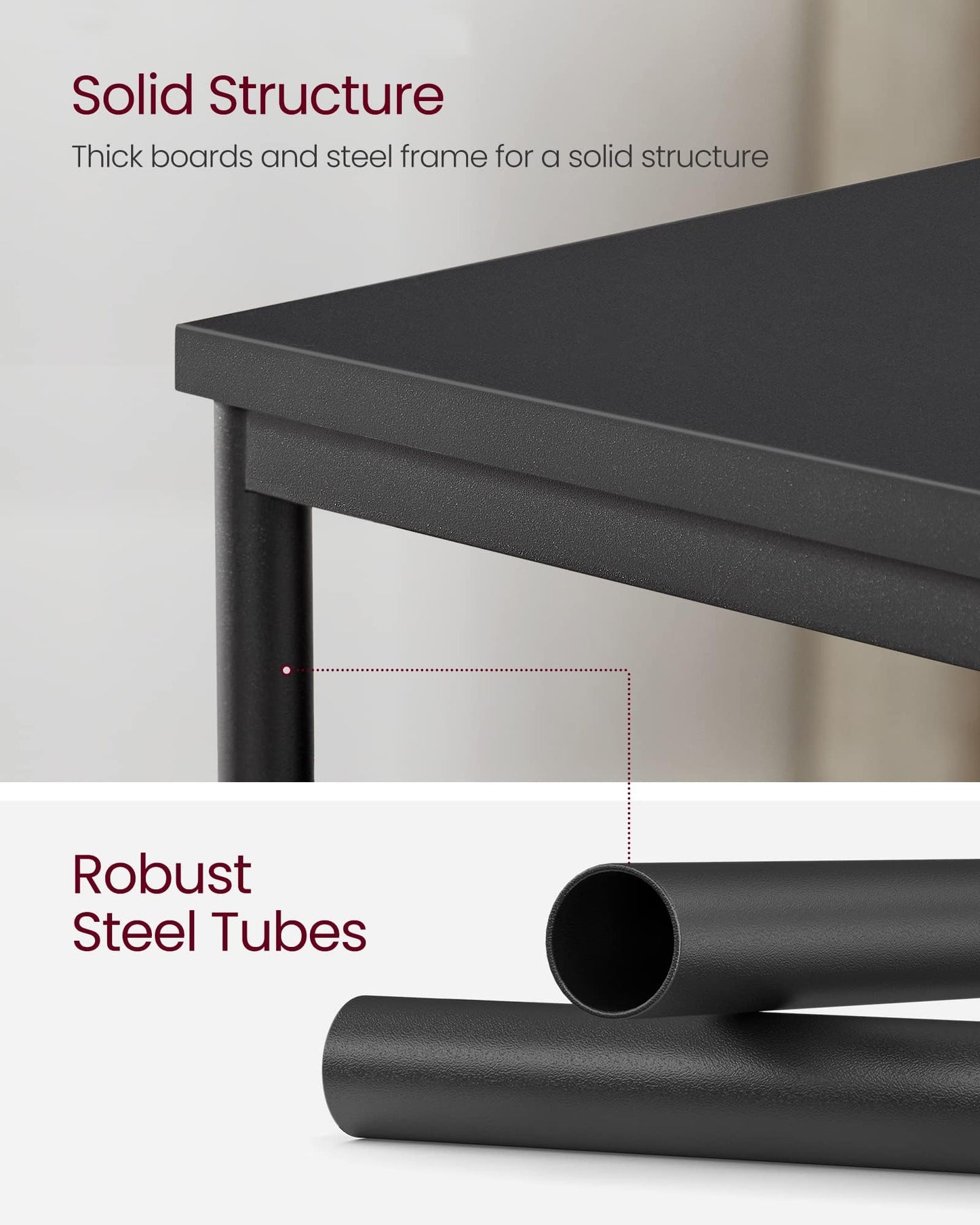 VASAGLE BARNET Collection - Side Table, Small End Table for Living Room, Modern Tall Nightstand, Bedroom, Office, Bathroom, Steel Frame, Ink Black ULET273B16