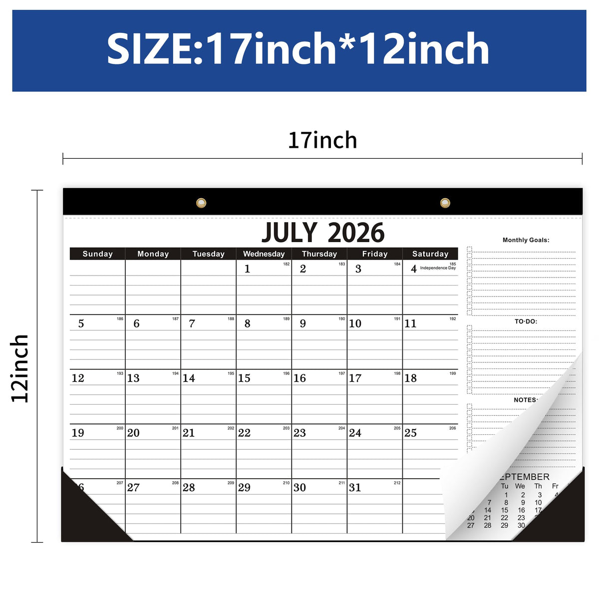 Desk Calendar 2026-2027,July 2026 to December 2027, Desk calendar 2026-2027 with to-do list,2027 Calendar 18 Months,Calendar 2026-2027-17" x 12" for Home or Office.