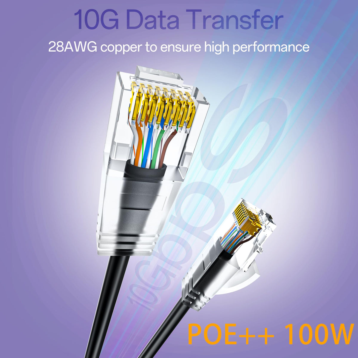 10Gsupxsel Cat6a Patch Cables 0.5ft (24 Pack) Slim, Cat6 Ethernet Patch Cable Pure Copper, Flexible Cat 6 Patch Cable 550MHZ 10G, Space-Saving Cat 6A Network Cables for Patch Panel, Black