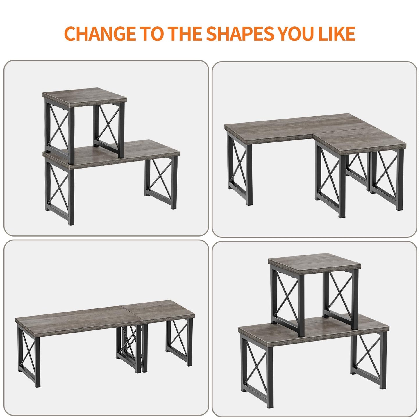 Honiter Desk Shelf for Top of Desk, Wood Desktop Shelf, 2 Tier Adjustable Bookshelf Organizer, Freestanding Stackable Desk Stand Storage Organizers Kitchen Counter Display Rack