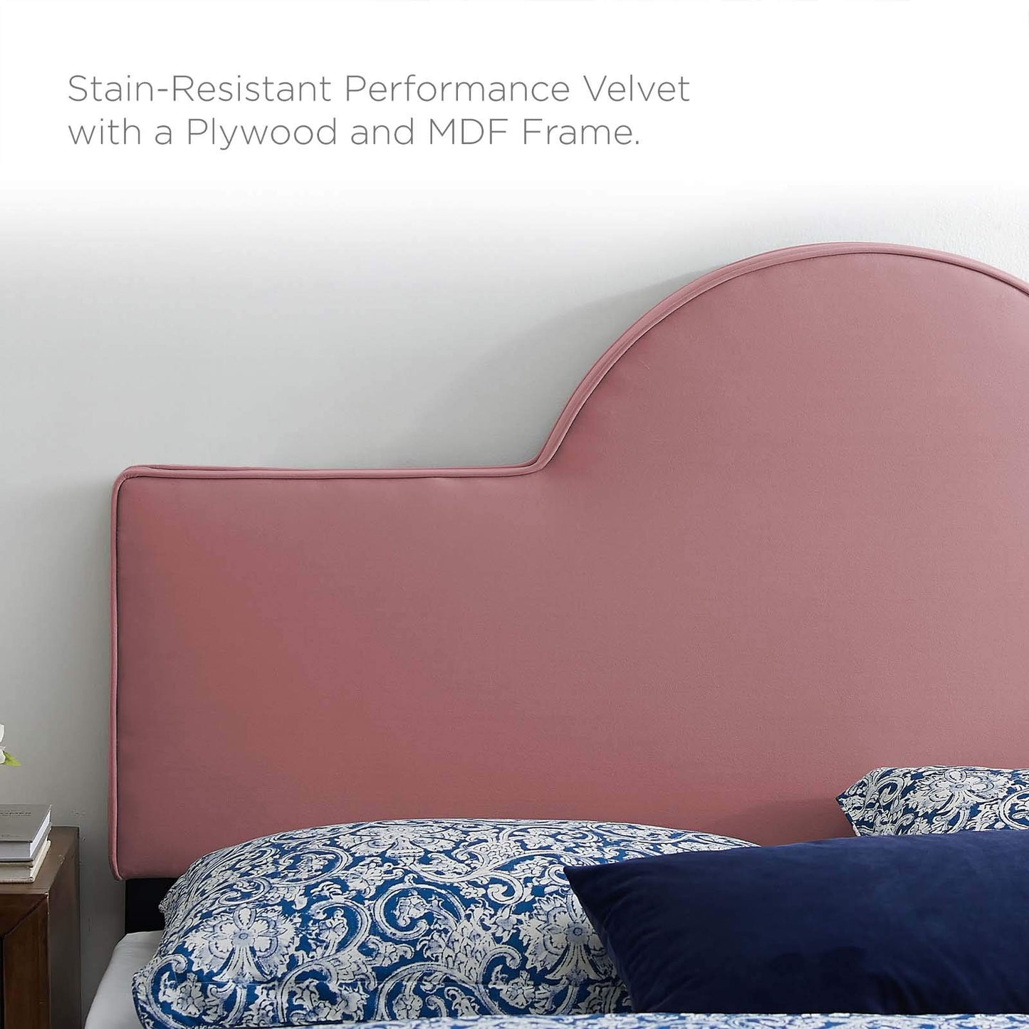 Modway MOD-6302-DUS Dawn Twin Performance Velvet Headboard, Dusty Rose