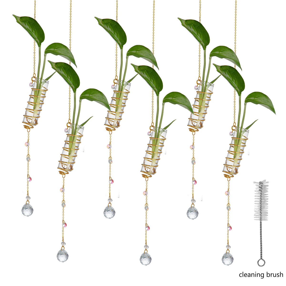 6Pcs Hanging Propagation Station with Crystal Ball Prisms Plant Suncatcher