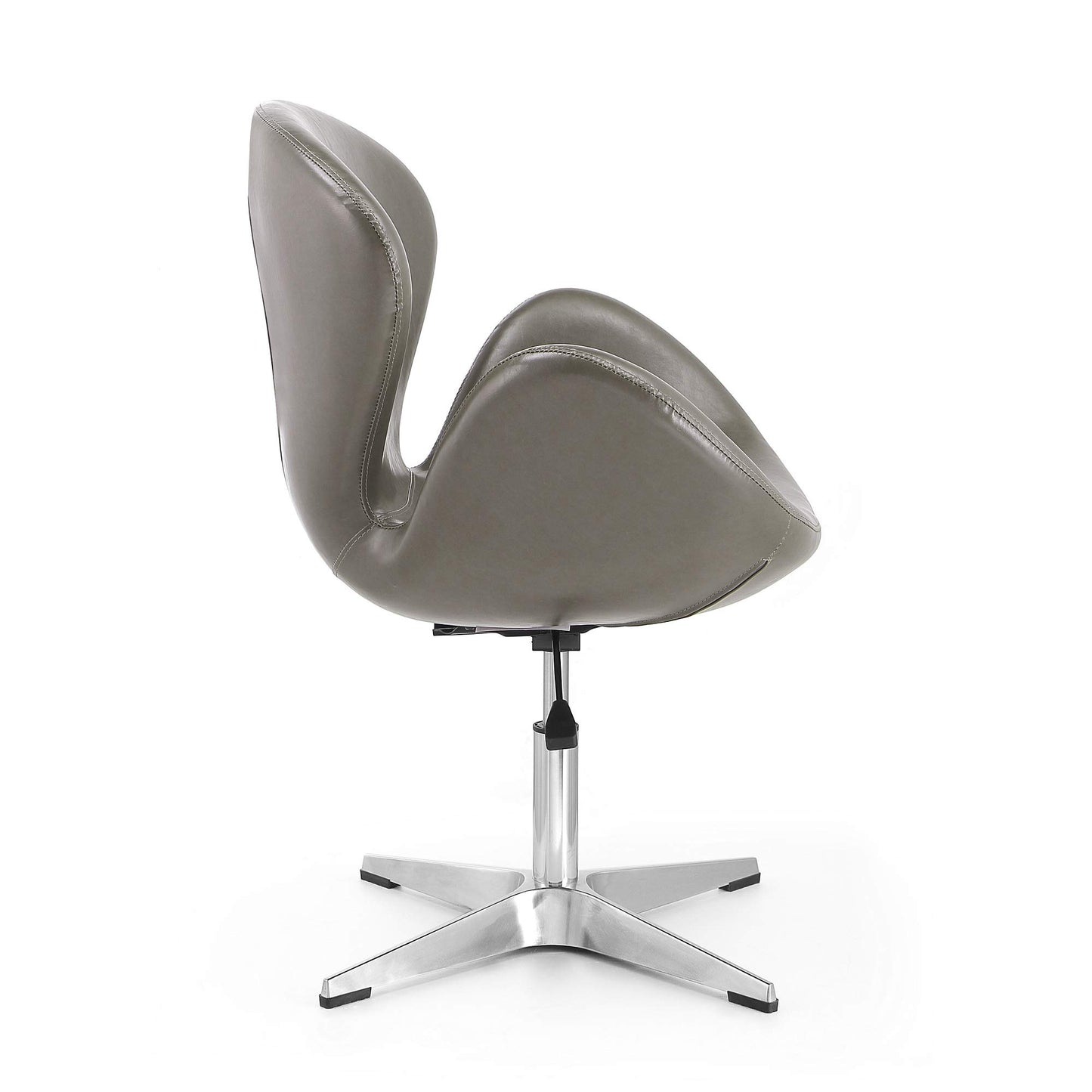 Manhattan Comfort Raspberry Adjustable Swivel Accent Chair Set of 2 with 360° Turn, Polished Chrome Base, Modern Retro Design, Ideal for Living Room and Home Office, Pebble Faux Leather