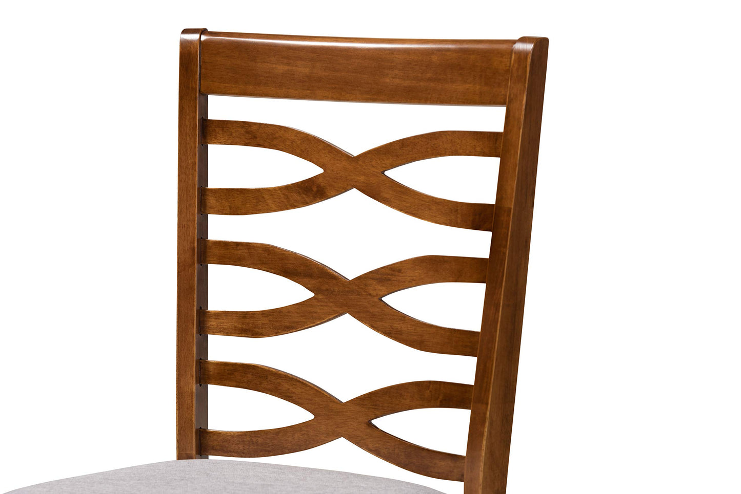 Baxton Studio Elijah Modern and Contemporary Grey Fabric Upholstered and Walnut Brown Finished Wood 4-Piece Dining Chair Set