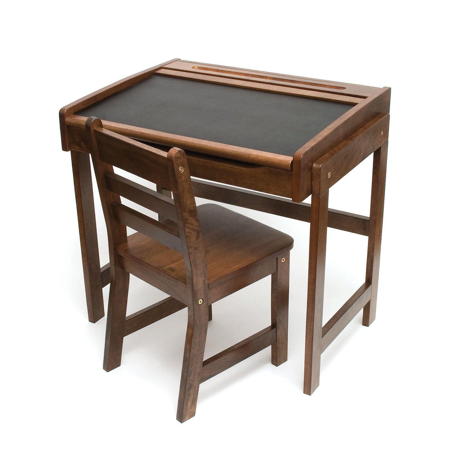 Lipper International Child's Chalkboard Desk and Chair, 2-Piece Set, Walnut Finish