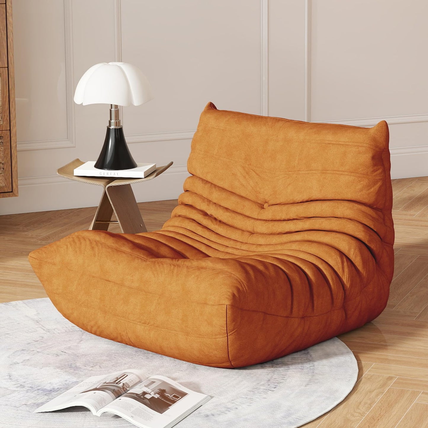 Snug Sofee Bean Bag Chair for Adults, Bean Bag Sofa - Adult Size with Soft Waterproof Fabric for Living Room, Apartments, Reading Corner, Gaming, and Movie Venue (DarkOrange)