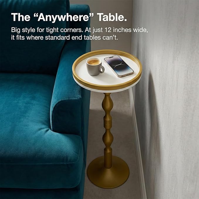 Small Round Gold Side Table, Drink Table