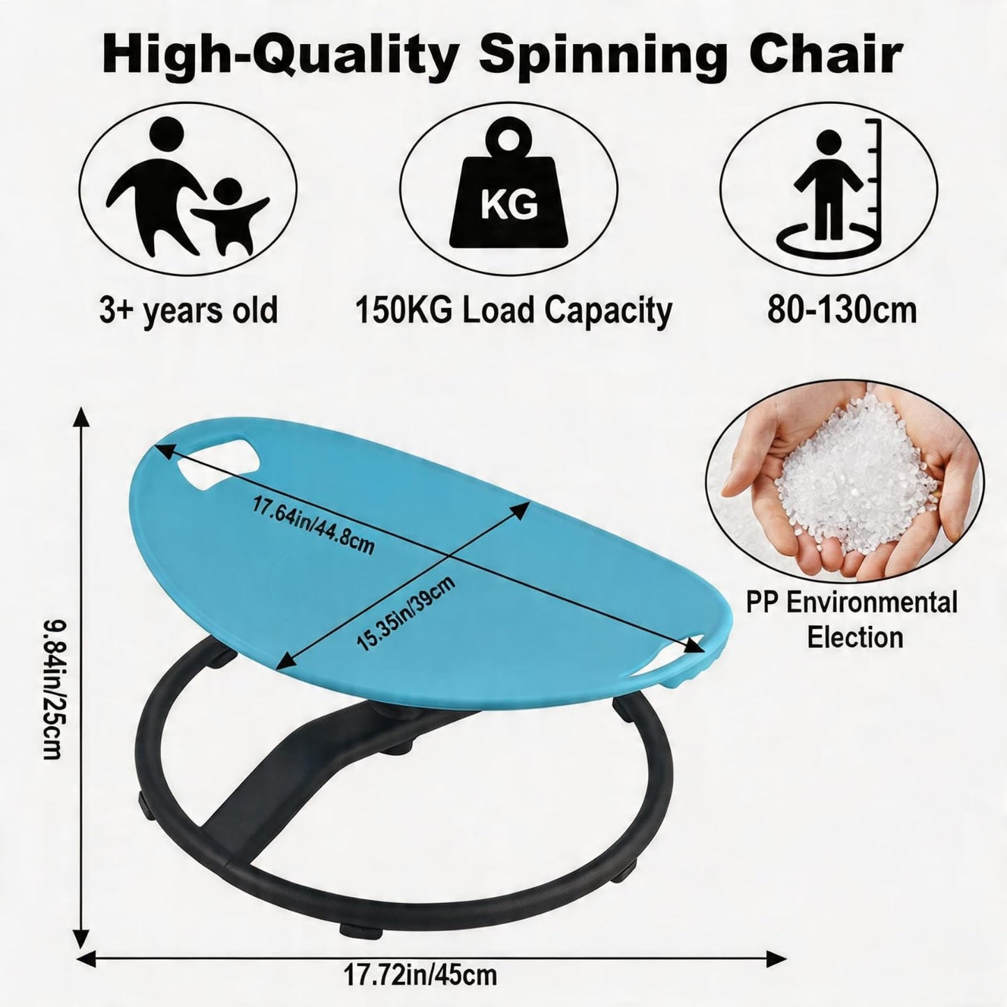 Casuenia Spinning Chair for Autistic Kids, Sensory Swivel Chair with Safety Handles, 330LBS Weight Capacity, Spinning Toy for Kids Autism & ADHD Age 3+, Sensory Product for Body Balance