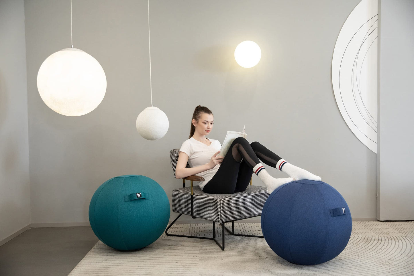 YOGIVO Sitting Ball Chair, Yoga Ball Chair Exercise Ball Chair for Home Office Desk, Stability Ball for Fitness & Pilates, Ergonomic Balance Ball Seat with Cover and Pump