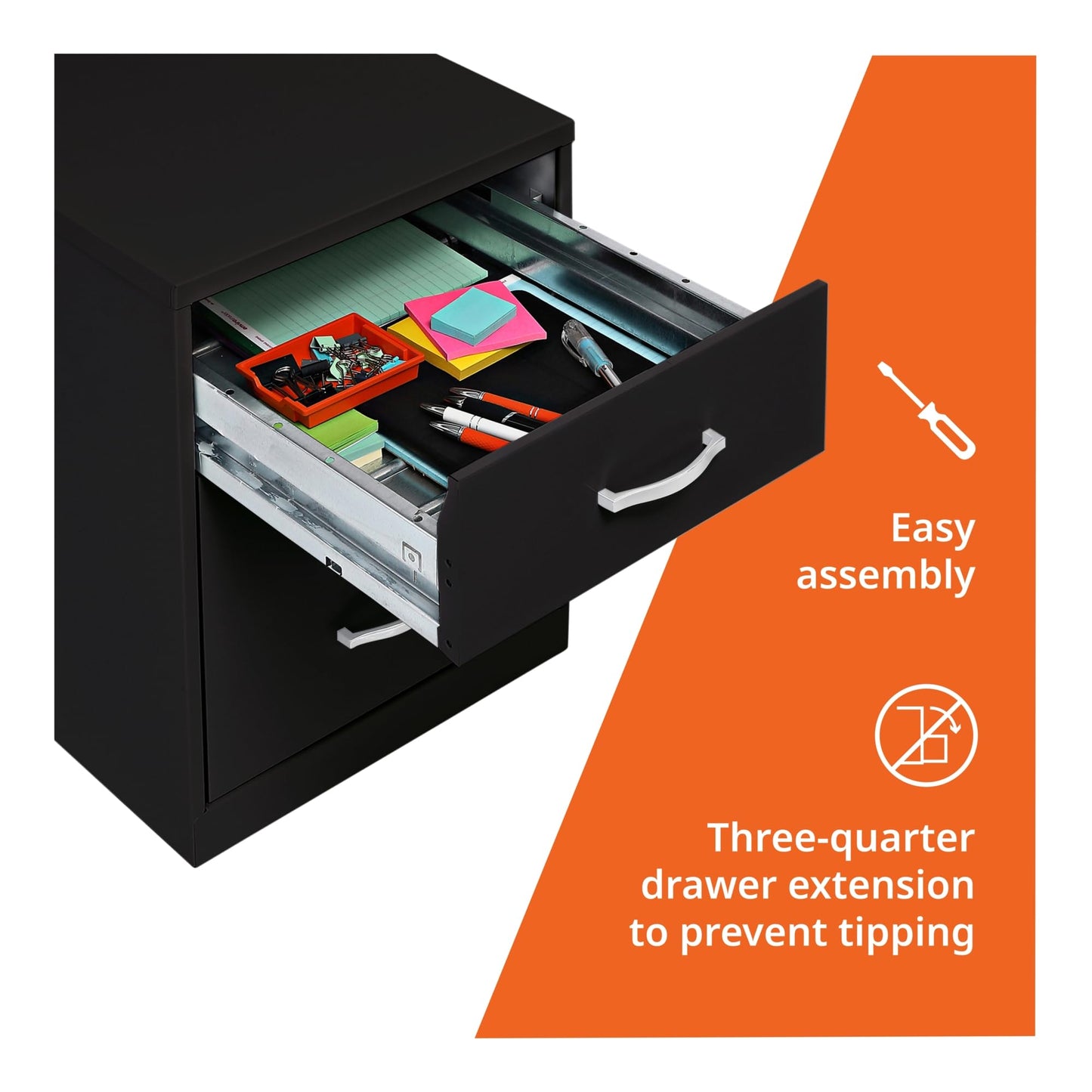 NuSparc 2 Drawer Locking Filing Cabinet | Pre-Assembled Steel Construction | Low-Profile Design is Perfect for Home and Small Office | Letter-Size | Assembled in USA