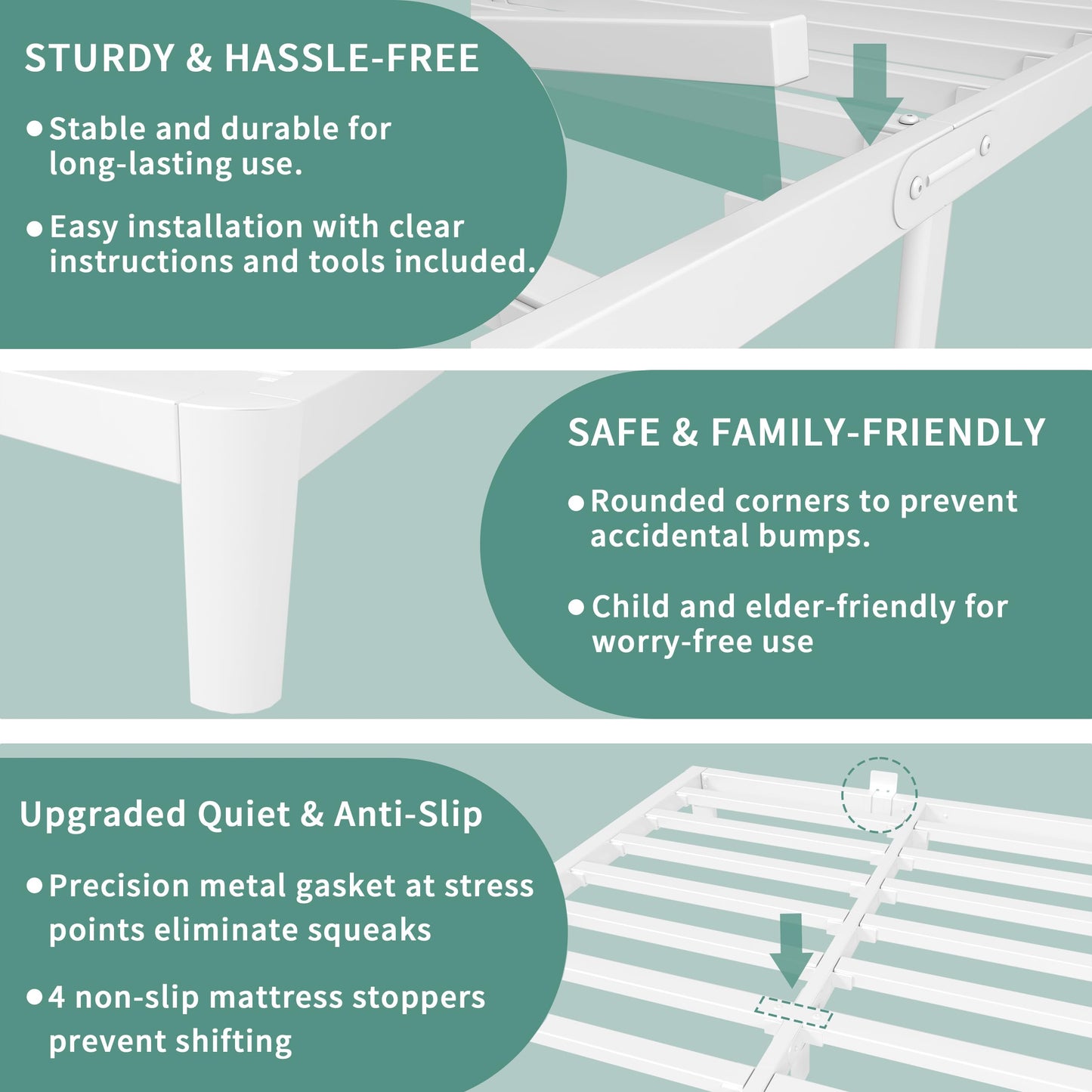 ITIMIDI 4 Inch Metal Full Size Platform Bed Frame with Metal Gaskets, Heavy Duty Steel Support 3500 LBS, No Box Spring Needed, Anti-Slip Mattress Stopper, Easy Assembly
