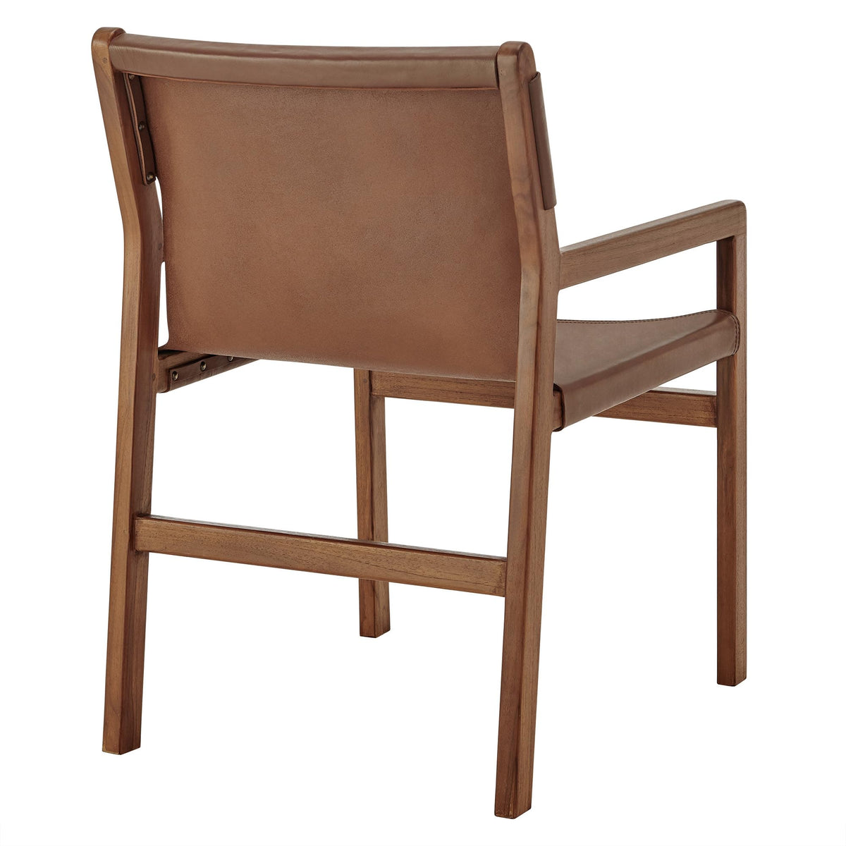 Modway Sonora Leather Chair in Nutmeg Brown – Mid Century Modern Accent Chair, Leather Dining Room with Teak Wood Frame for Living Room, Office, or Lounge Area