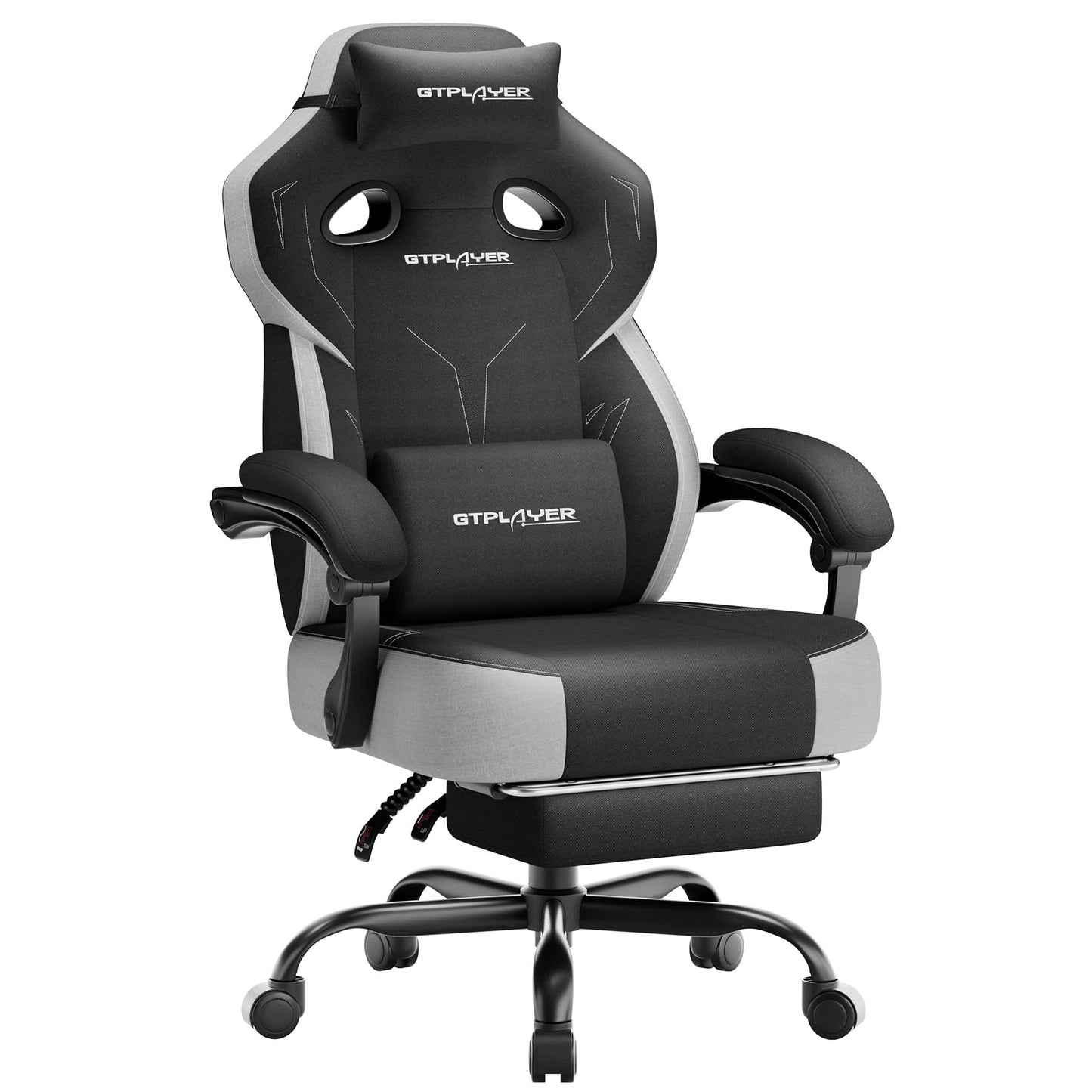 GTPLAYER Big & Tall Gaming Chair, 90°-155° Adjustable Reclining Office Seat with Footrest, Ergonomic Comfy Computer Desk Chair for Adults, Home Office Gaming Study Use, Black