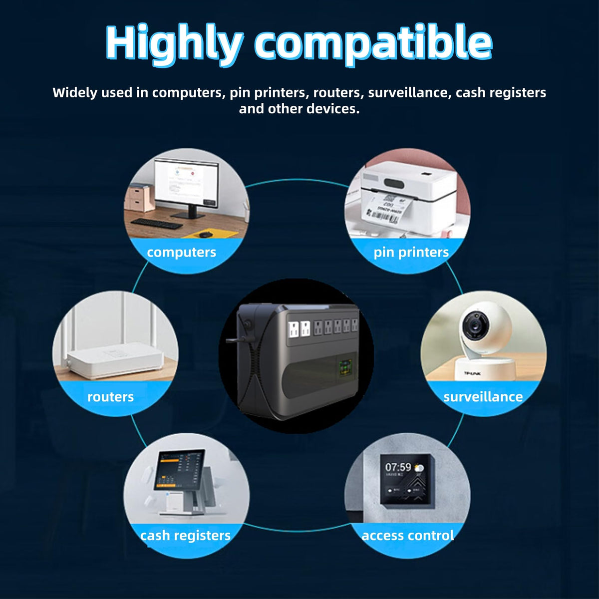 Gitroso UPS 1000VA 500W Uninterruptible Power Supply Offline Back UPS Intelligent LCD Battery Backup and Surge Protector Battery Backup for Computer GF1000
