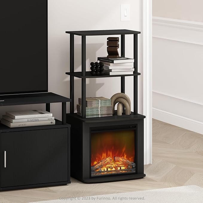 Furinno Turn-N-Tube Side Table, 3-Tier NO Heat Fireplace End Table