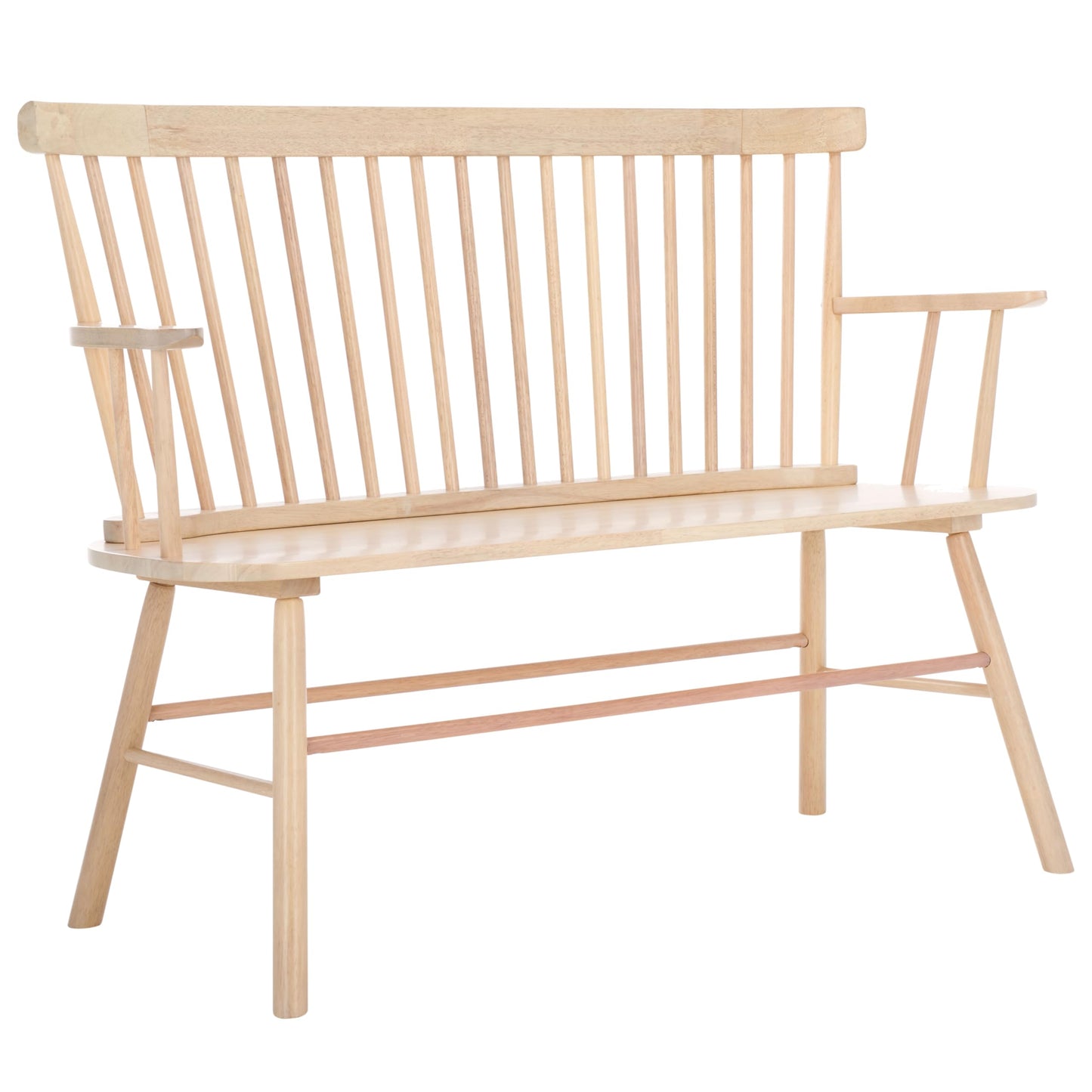 SAFAVIEH Furniture - Addison Loveseat - White Washed - Solid Wood - Coastal Slatted Design - Ideal for Living Room, Sunroom, Bedroom, 18" Seat Height (AMH8513F)