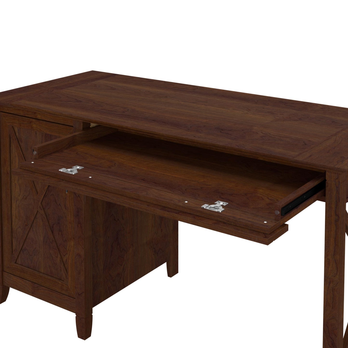 Bush Home Key West Computer Desk with Storage | Farmhouse PC Table for Home Office in Bing Cherry | 54W x 24D