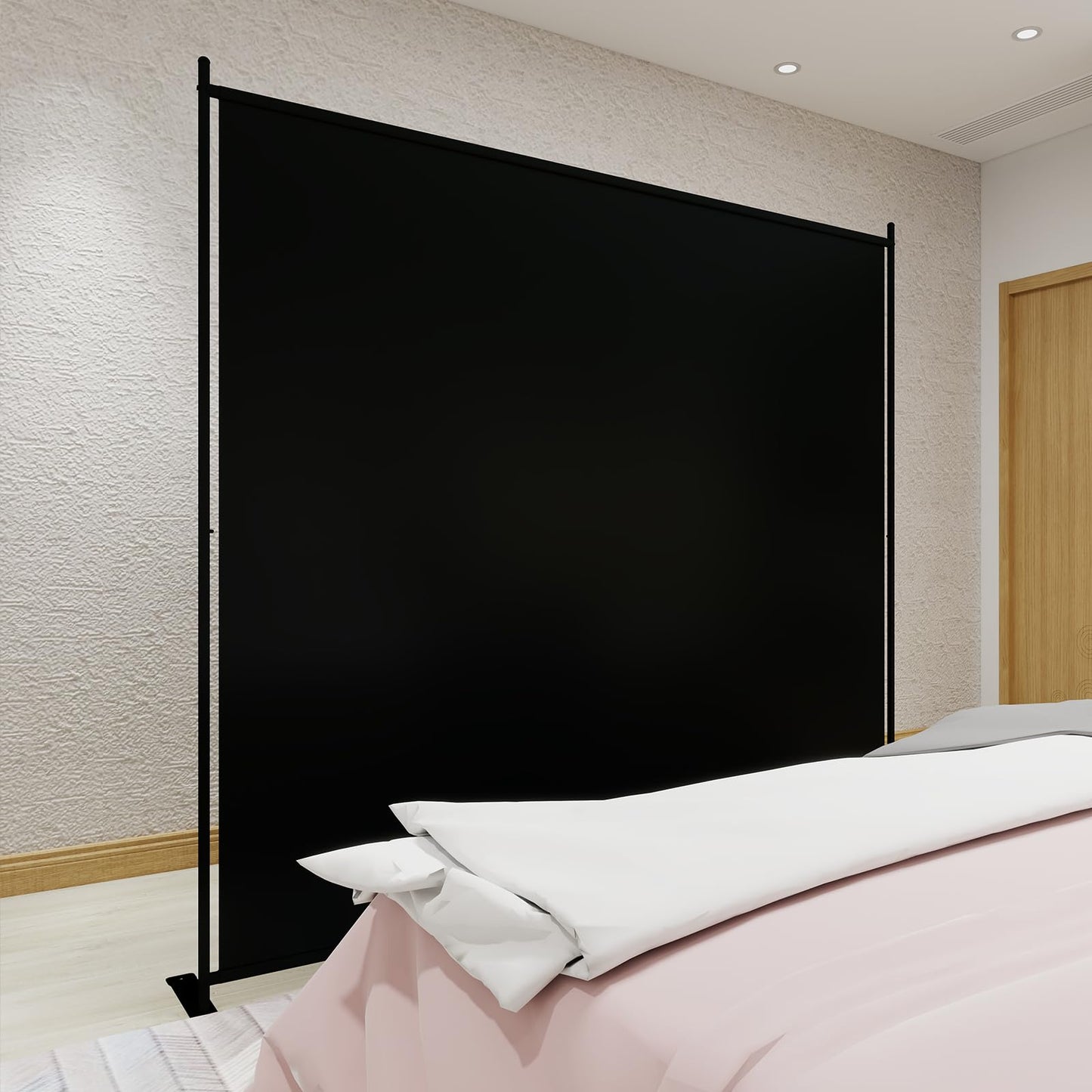 T&Jero 1-Panel Folding Room Divider, 6ft Tall Portable Privacy Screen Wall for Home and Office, Modern Freestanding Partition Separator for Bedroom, Studio, 71" Wide x 71" High, Black