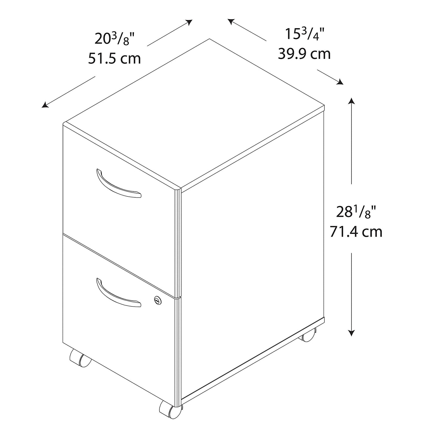 Bush Business Furniture Series C 2 Drawer Rolling File Cabinet in Mahogany - Assembled, Mobile Document Storage for Home or Professional Office