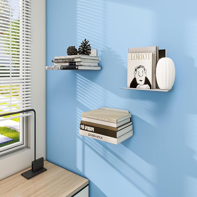 FENTEC Floating Book Shelves for Wall, Wall Mounted Floating Bookshelf