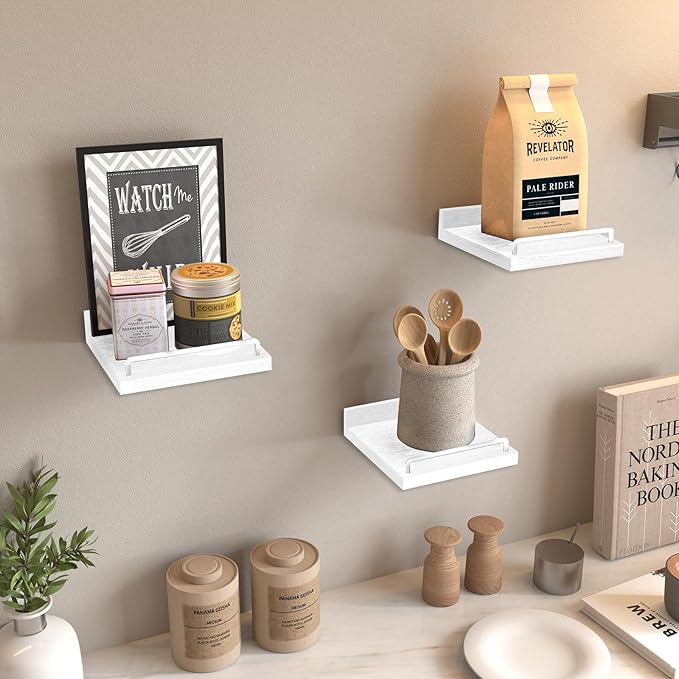 RYOFOBETTO Small Floating Shelf, 6 X 6 Inches Farmhouse Wall Shelves