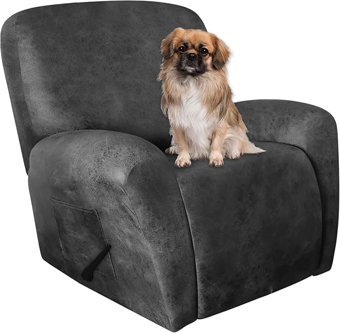ANARACHON Recliner Chair Covers Leather Like, 4 Pieces Recliner Cover