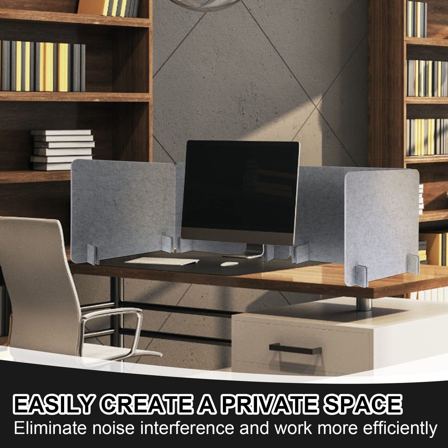 Fabbay 2 Pcs Acoustic Desk Divider Desk Partition for Students 16 x 24 Inch Table Freestanding Privacy Panel Visual Distraction and Noise Reducing for School Classroom Teacher Office (Silver Gray)