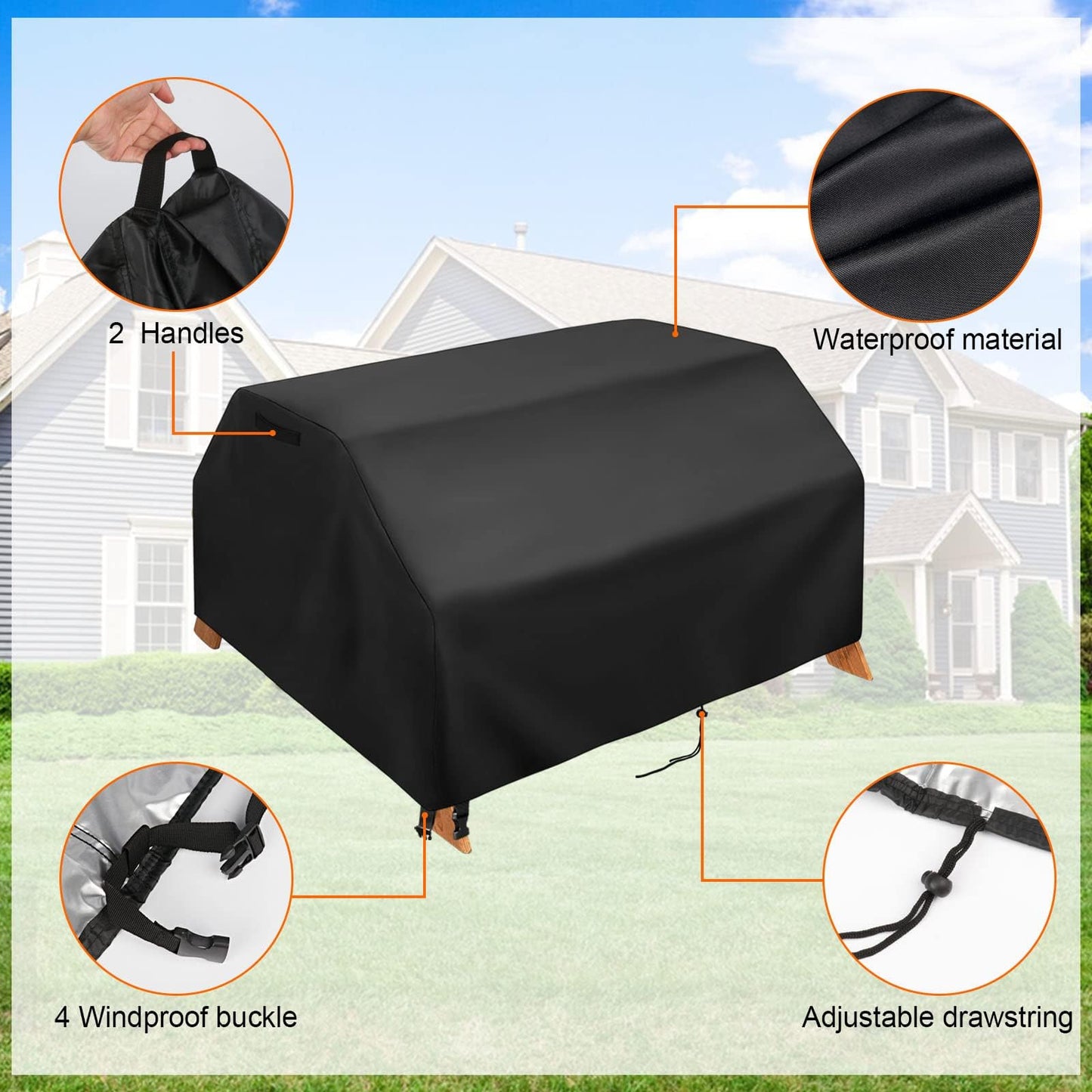 Kasla Kids Picnic Table Cover, Heavy Duty Waterproof, Fits Wooden Dining Table with Benches for Backyard, Patio, Lawn (36"W×33"D×22"H)
