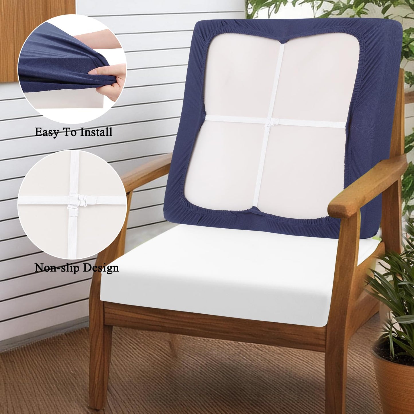 HEBE Stretch Patio Cushion Covers Set 12pcs,Waterproof Outdoor Couch Covers Replacement,Washable Reusable Seat Cushion Slipcovers for Patio Furniture Protector,Chair Cushion Cover