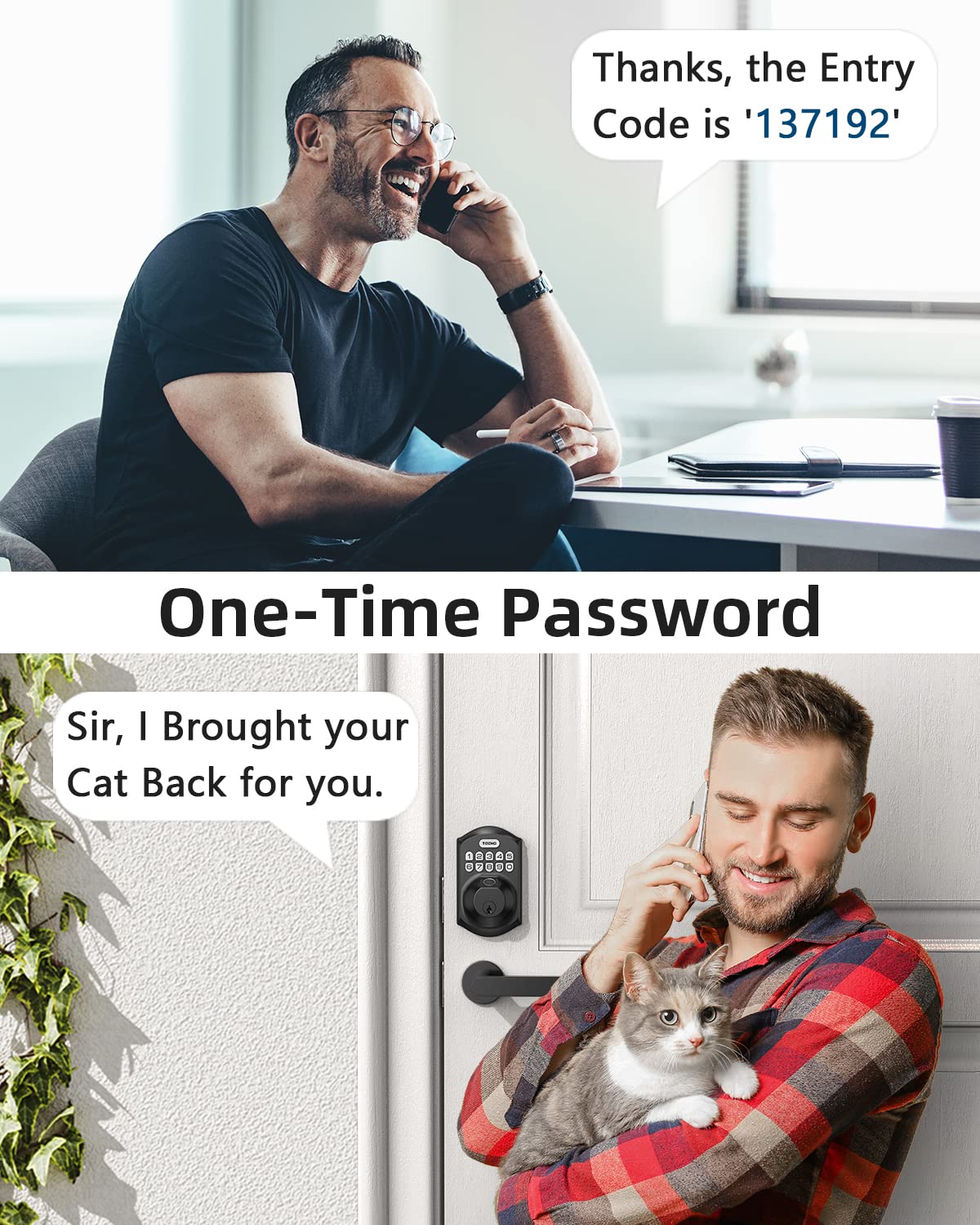 TEEHO TE002 Fingerprint Door Lock - Keyless Entry Electronic Keypad Deadbolt with 2 Backup Keys - Auto Lock - Easy Installation - Smart Locks for Front Door - Matte Black