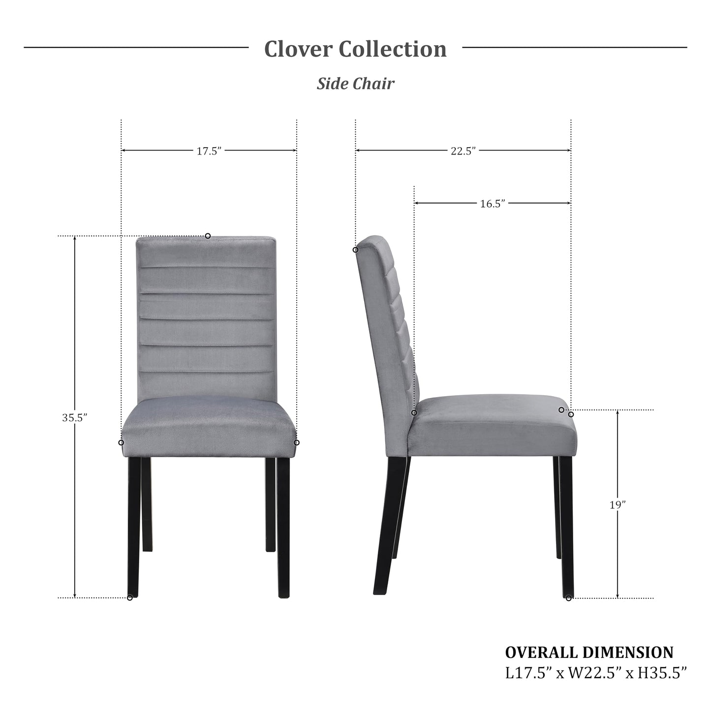 Lexicon Clover Dining Chair (Set of 2), Gray