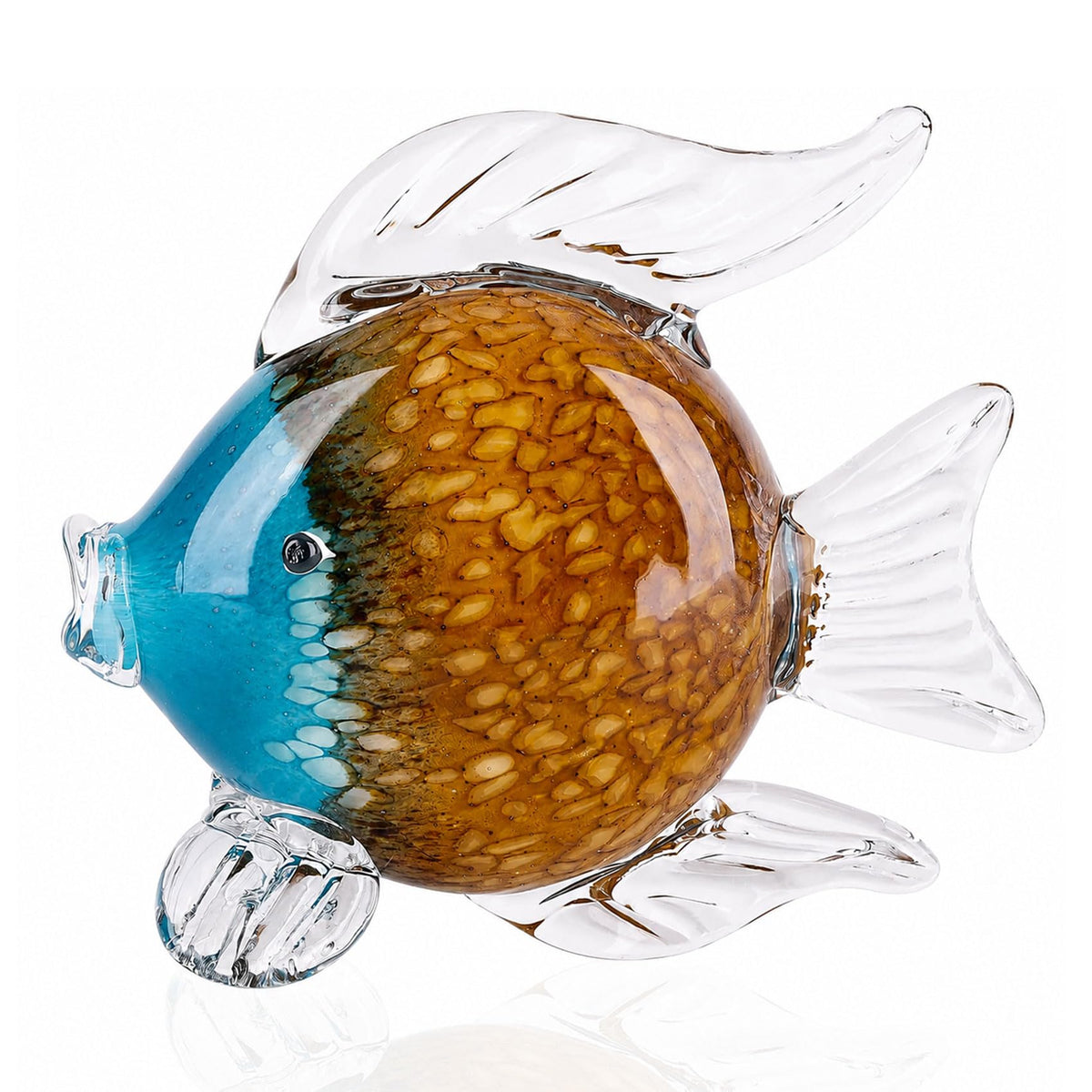 QIANLING Glass Fish Figurines - Coastal Home Decor, Modern Ocean Centerpieces for Living Room, Dining Area, Bathroom, Office, Coffee Table, Beach House, Nautical, Seaside, Entrance, Shelf Display